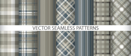 Set tartan textile check. Background pattern plaid. Texture vector seamless fabric. - obrazy, fototapety, plakaty