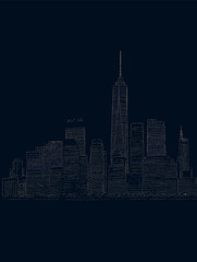 A Drawing Of A City Skyline - New York City Skyline