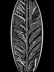 A Black And White Drawing Of A Surfboard - surfboard Poster