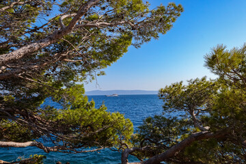 Fototapeta na wymiar Croatia, photo of the insanely blue Adriatic Sea with a beautiful view