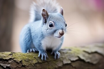 A photograph of a rare blue squirrel in its natural habitat 