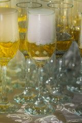 champagne  glass with dry ice at  wedding in Romania