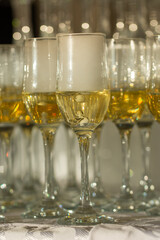 champagne  glass with dry ice at  wedding in Romania
