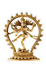 Bronze statue of indian hindu god Shiva Nataraja - Lord of Dance isolated on white