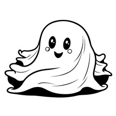 Adorable Cute Ghost Vector Illustration