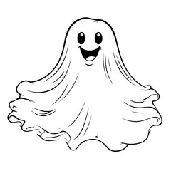 Adorable Cute Ghost Vector Illustration