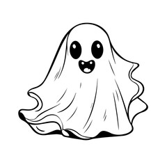Adorable Cute Ghost Vector Illustration