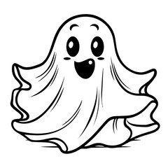 Adorable Cute Ghost Vector Illustration