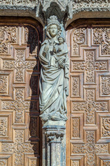 Architecture detail of the main entrance to the cathedral of Leon, Spain