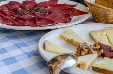 Table with typical Spanish tapas from Castilla y Leon