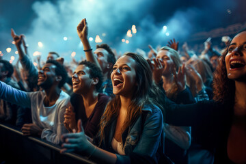 Crowd of people partying at live concert