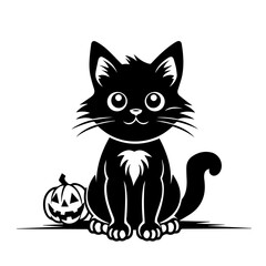 Mysterious Halloween Cat Vector Illustration