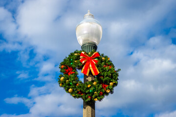 Wreath on lamp pole