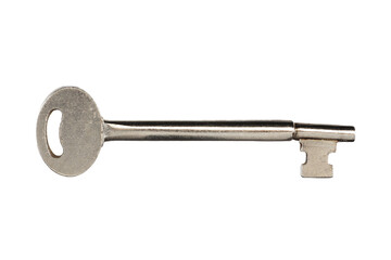 Silver skeleton key with clipping path