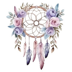 Watercolor dream catcher bohemian dream catcher, native dream chic design.