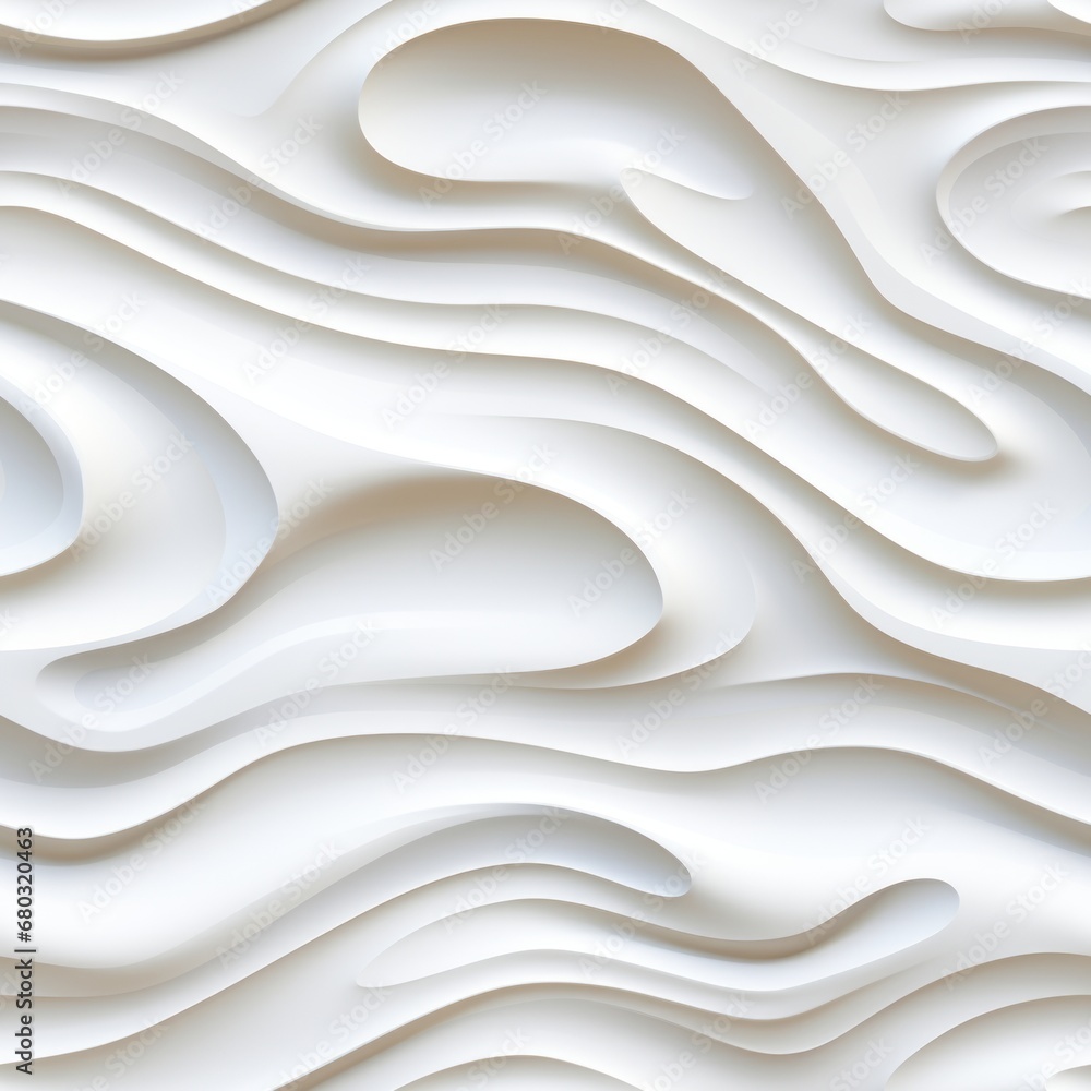 Poster seamless white wall texture pattern with abstract wavy waves in modern geometric overlap layer