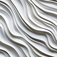 Seamless geometric white wall texture with abstract wave pattern and modern overlapping layers