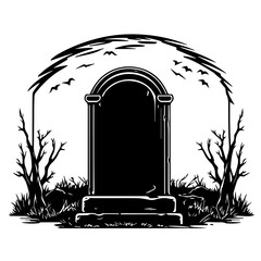 Haunting Halloween Tombstone Vector Illustration