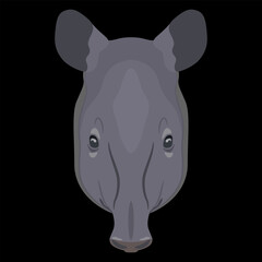Obraz premium Head of tapir. Animal mask. Cartoon style. On black background.