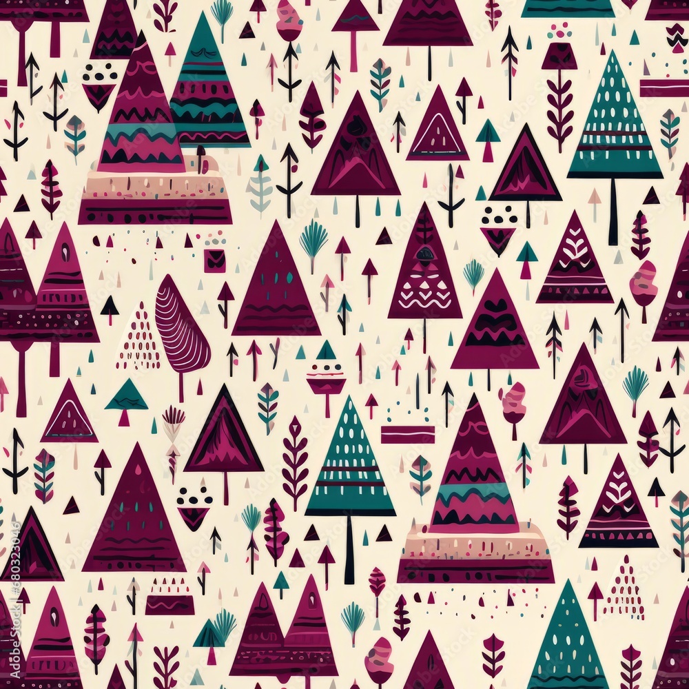 Poster dynamic geometric shapes seamless pattern with assorted triangles, circles, and squares