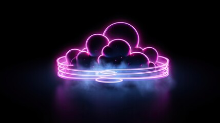 illuminated stormy clouds. pink blue neon light. fantasy background with glowing neon