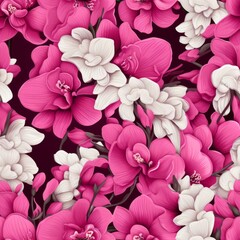 Fototapeta premium Colorful snapdragon flower blooms top view seamless pattern background for design and decor purposes