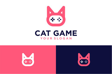 cat logo design with games