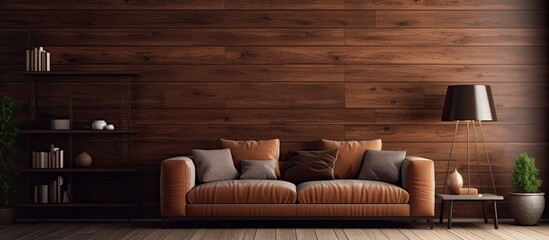 The wood texture on the wall creates a stunning backdrop, resembling a wood background wallpaper, adding warmth and depth to the rooms color scheme with its rich tones and intricate grain pattern - obrazy, fototapety, plakaty