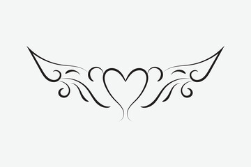 Heart with angel wings, vintage ornament