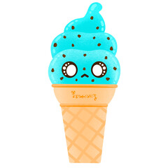 Cute Mint Chocolate Chip Ice Cream Mascot Character Kawaii Cartoon illustration Ice Cream Sticker Cute Ice Cream