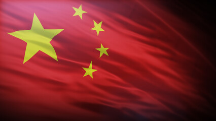 3d rendering illustration of China flag waving