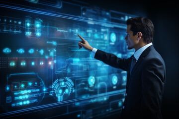 Businessman. analyzing sales data and economic growth graph charts. Business strategy. Digital Marketing