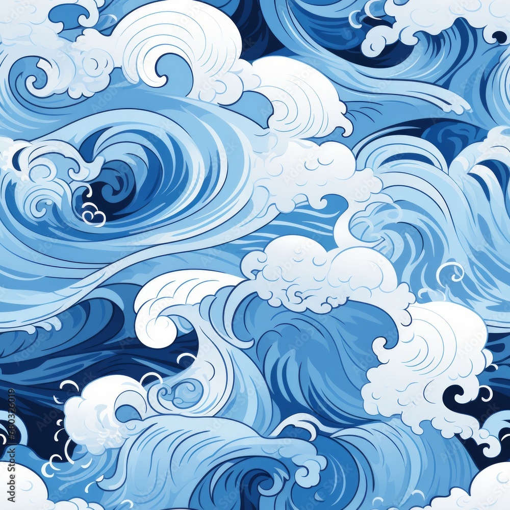Poster abstract beautiful waves seamless pattern with elegant curves on clean white background