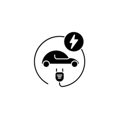 E car concept line icon. Simple element illustration.E car concept outline symbol design.