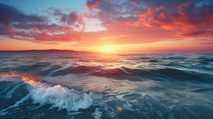 Fototapeta premium beach with blur background of sea on sunrise, Print media, Illustration, Banner, for website, copy space, for word, template, presentation