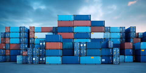 cargo containers in port,EU's Bold Steps Towards a Stronger Single Market,212 Pile Ship Containers Stock Photos - Free &Market Momentum: Cargo Containers Aligned with the EU's Strategic Initiatives, - obrazy, fototapety, plakaty