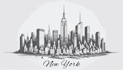New York Skyline Illustration Vektor - obrazy, fototapety, plakaty