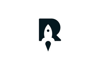 Rocket R letter logo design. R rocket logo. Lettering design. Colorful logo. Business. R vector. Premium template.  - obrazy, fototapety, plakaty