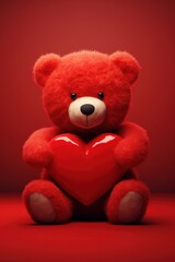 rendering of a teddy bear holding a heart AI generated illustration