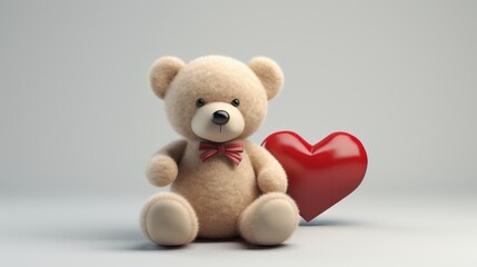 rendering of a teddy bear holding a heart AI generated illustration