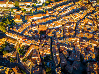 Aerial view of Grasse, a town on the French Riviera, known for its long-established perfume industry