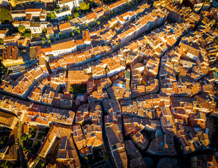 Aerial view of Grasse, a town on the French Riviera, known for its long-established perfume industry