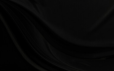 Black gray satin dark fabric texture luxurious shiny that is abstract silk cloth background with patterns soft waves blur beautiful.
