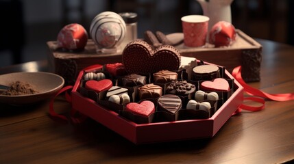 Obraz na płótnie Canvas Chocolate box in for Valentines day AI generated illustration