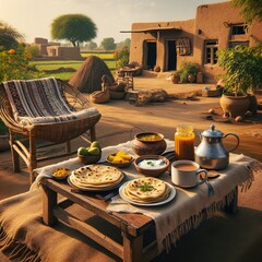 Traditional morning meal in a pakistani village