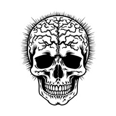 Intricate Brain Skull Vector Illustration