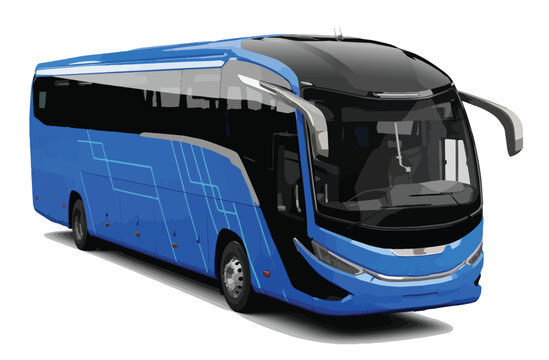 logo icon sign symbol blue high decker 3d bus luxury vip first class travel vacation tourism tour public route modern truck art design tata picnic man vector template trip study view white service