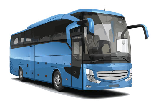 logo icon sign symbol blue high decker 3d bus luxury vip first class travel vacation tourism tour public route modern truck art design tata picnic man vector template trip study view white service