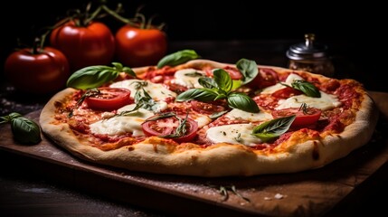 Freshly italian pizza with mozzarella cheese slice  AI generated illustration