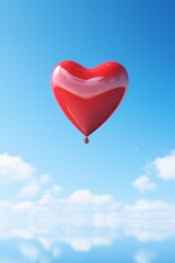 Fototapeta premium Heart-shaped balloon in floating against blue sky AI generated illustration